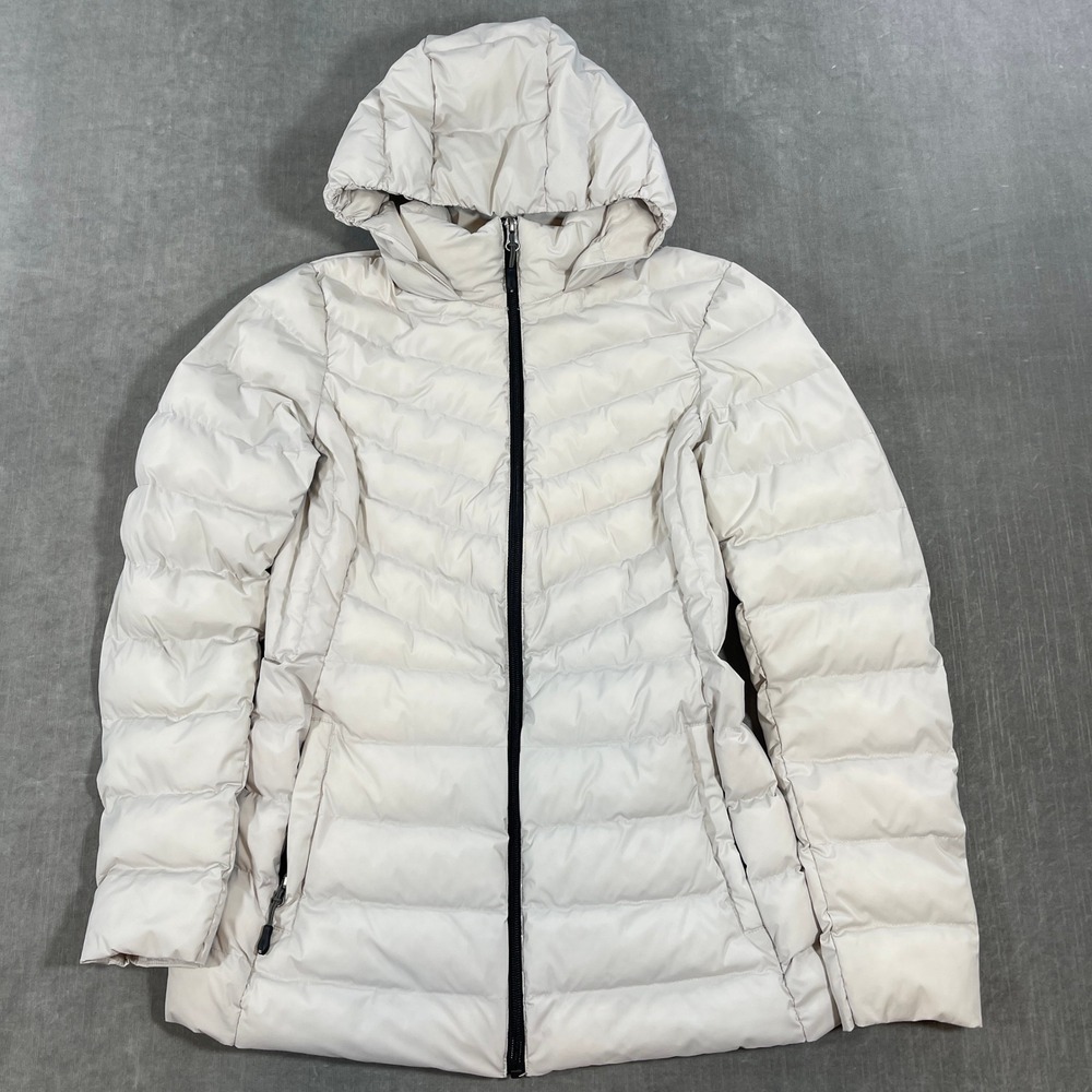 32 Degrees Heat Womens XS Off White Hooded‎ Zip Up Puffer Jacket